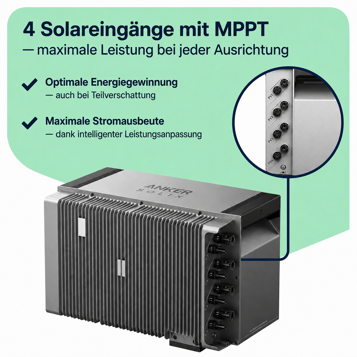 Impianto fotovoltaico da balcone 2000W con accumulo – 4× Jolywood 500W + Anker SOLIX Solarbank 3 Pro