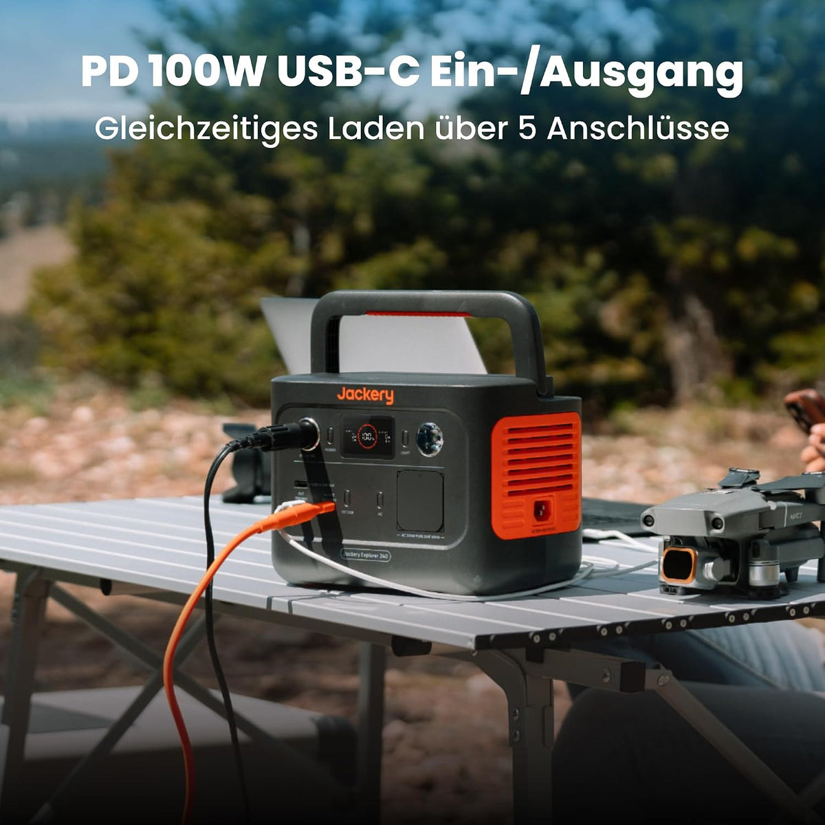 Jackery Explorer 240 v2 Centrale elettrica portatile, Generatore solare LiFePO4 da 256 Wh con uscita CA da 300 W/USB-C da 100 W, Generatore da esterno per campeggio, viaggi, emergenze