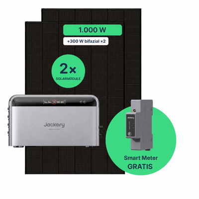 Impianto fotovoltaico da balcone 1000W con accumulatore – 2× Jolywood 500W + Jackery SolarVault 3 Pro