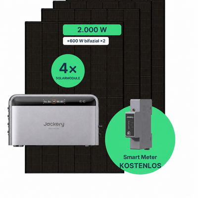 Impianto fotovoltaico da balcone 2000W con accumulo – 4× Jolywood 500W + Jackery SolarVault 3 Pro
