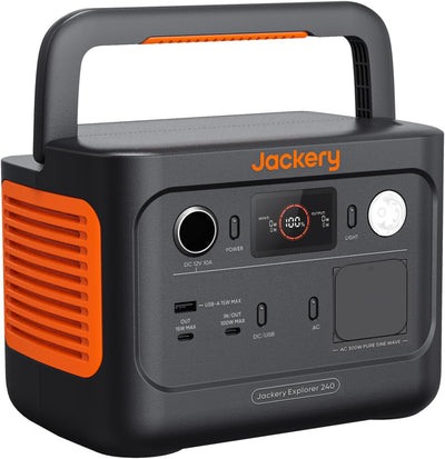 Jackery Explorer 240 v2 Centrale elettrica portatile, Generatore solare LiFePO4 da 256 Wh con uscita CA da 300 W/USB-C da 100 W, Generatore da esterno per campeggio, viaggi, emergenze